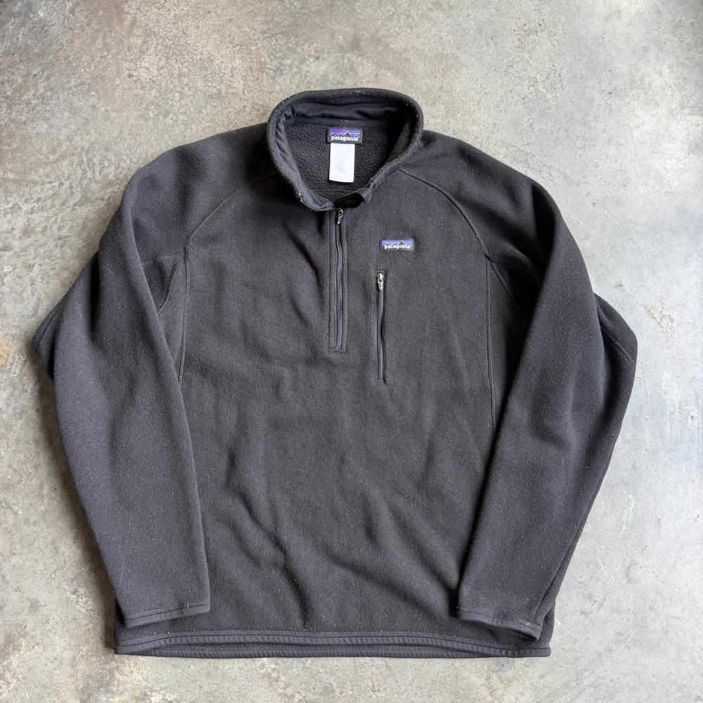 Patagonia Jacket Mens XL Black Better Sweater Fleece 1/4 Zip Camping Hiking